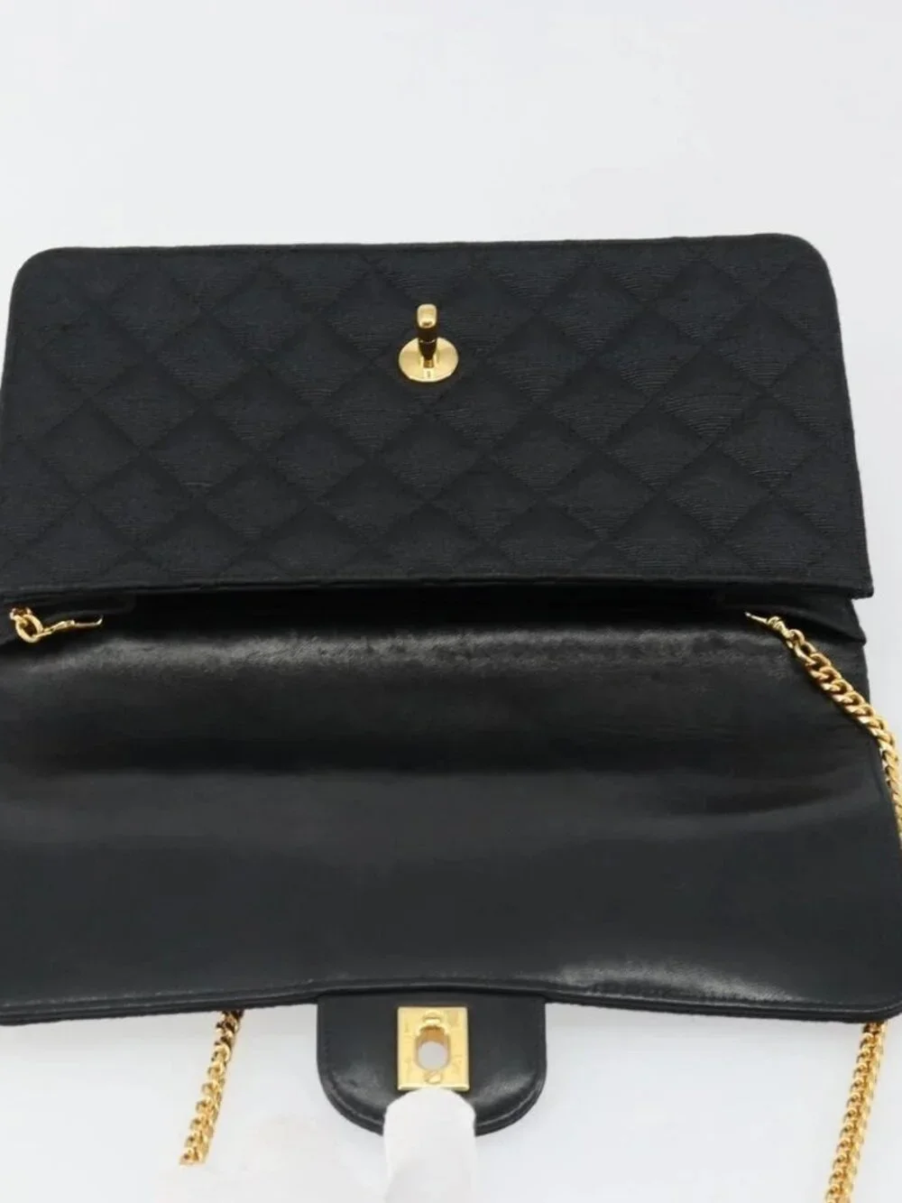 CHANEL Matelasse 25 Chain Shoulder Bag Denim Black Gold CC Auth 185437SAM